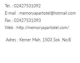 Memory Apart Hotel iletiim bilgileri